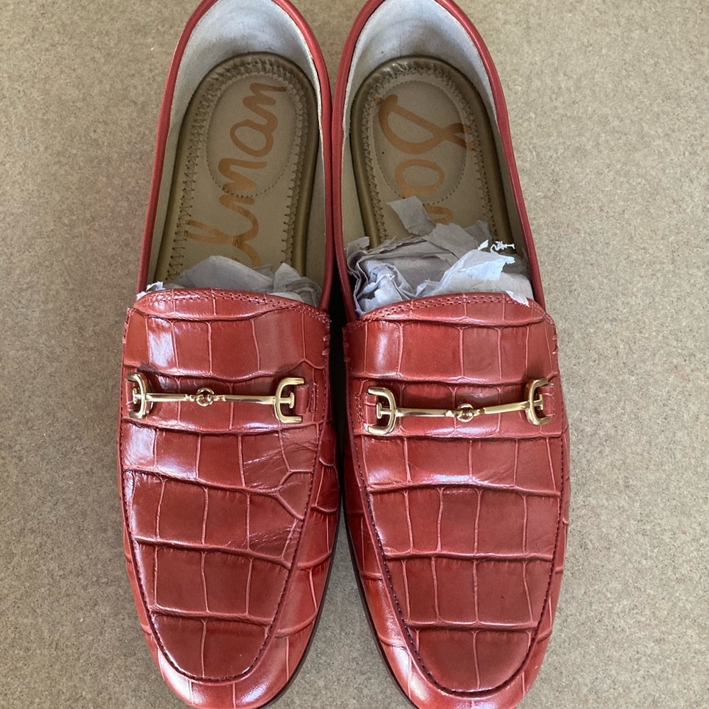 Sam Eddleman Red Loafers with Horsebit Detail